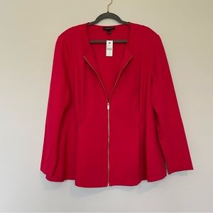Lane Bryant Plus Size Red Peplum Zipper Blazer Sz 26